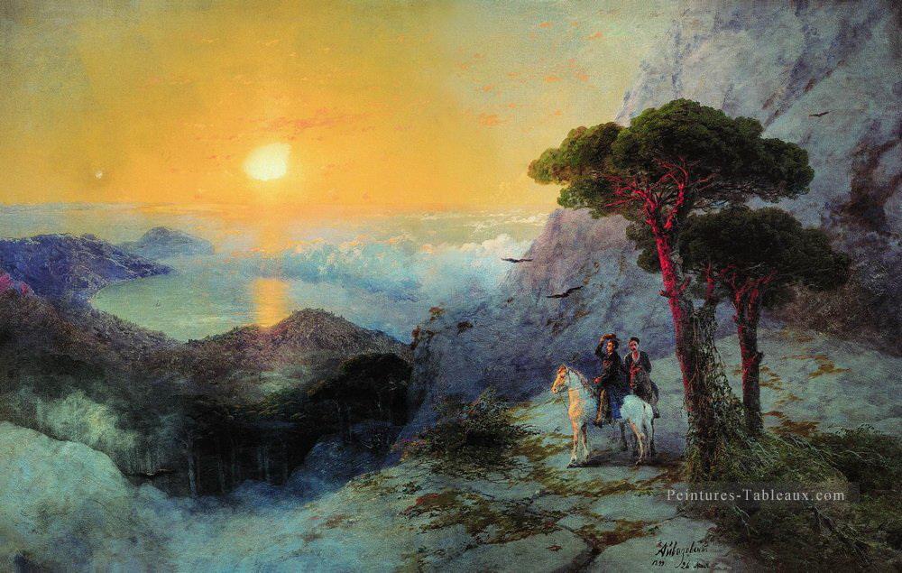 Ivan Aivazovsky pousse au sommet de l’ai petri Montagne au lever du soleil Montagne Peintures à l'huile